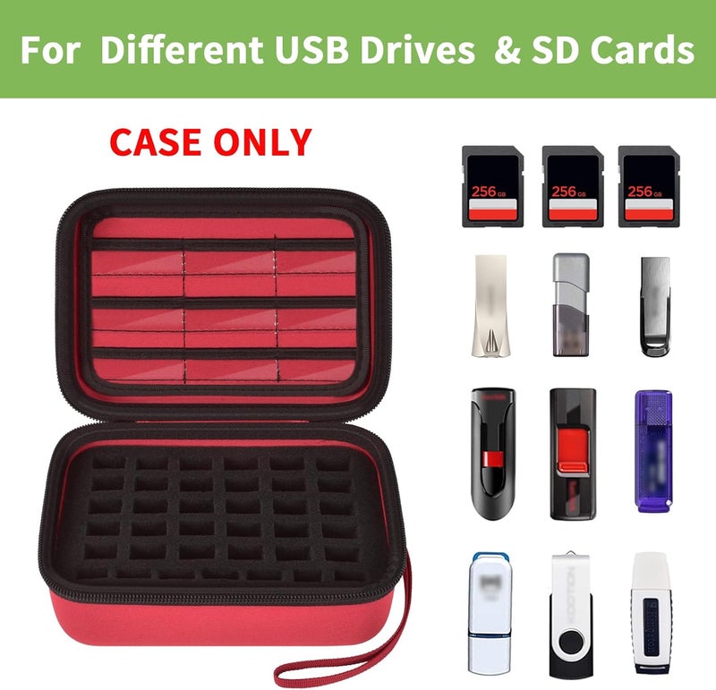 ALKOO USB Flash Drive Case, SD Card & Memory Stick & Thumb Drives Pouch for SanDisk, for Samsung, Hard Shell Protective Storage Organizer - for IT Admins, Photographers & Film Crews - Box Only- (Red) - Image 2